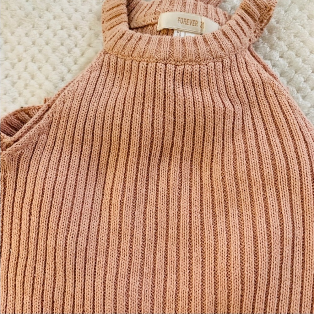 Forever 21 peach colored cold shoulder sweater - Picture 2 of 3